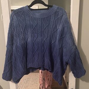 Free People Indigo Cable Knit Sweater